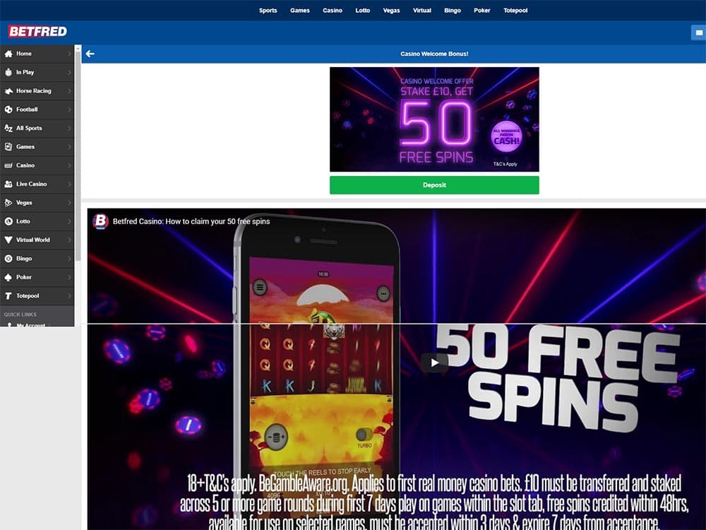 Betfred Casino Welcome Bonus