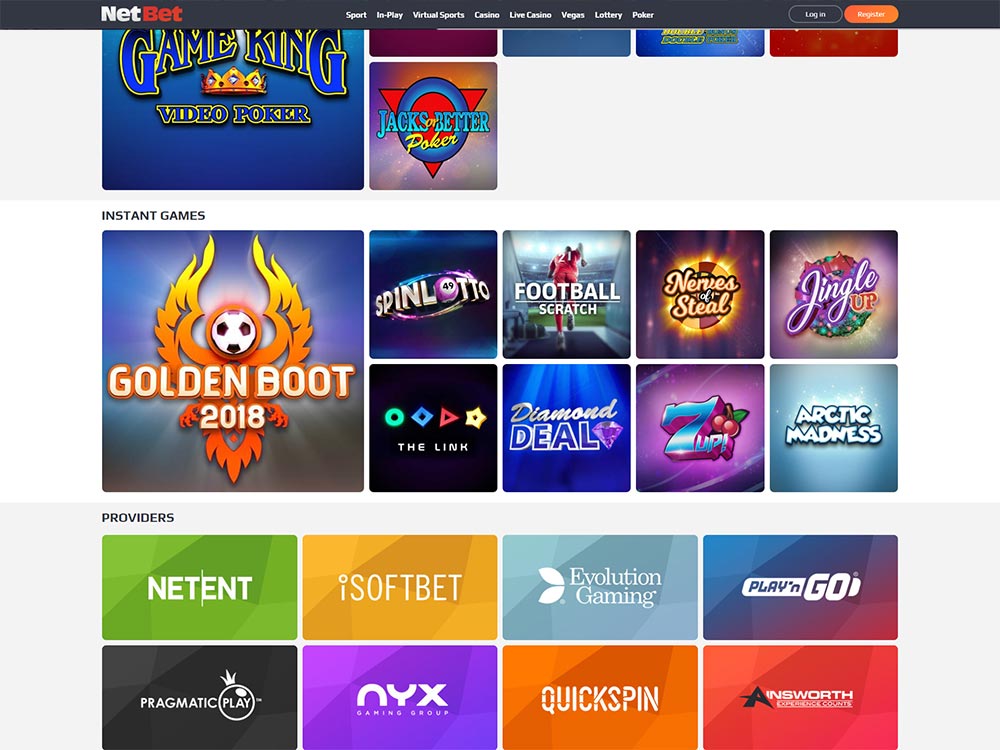 NetBet Casino Home Page