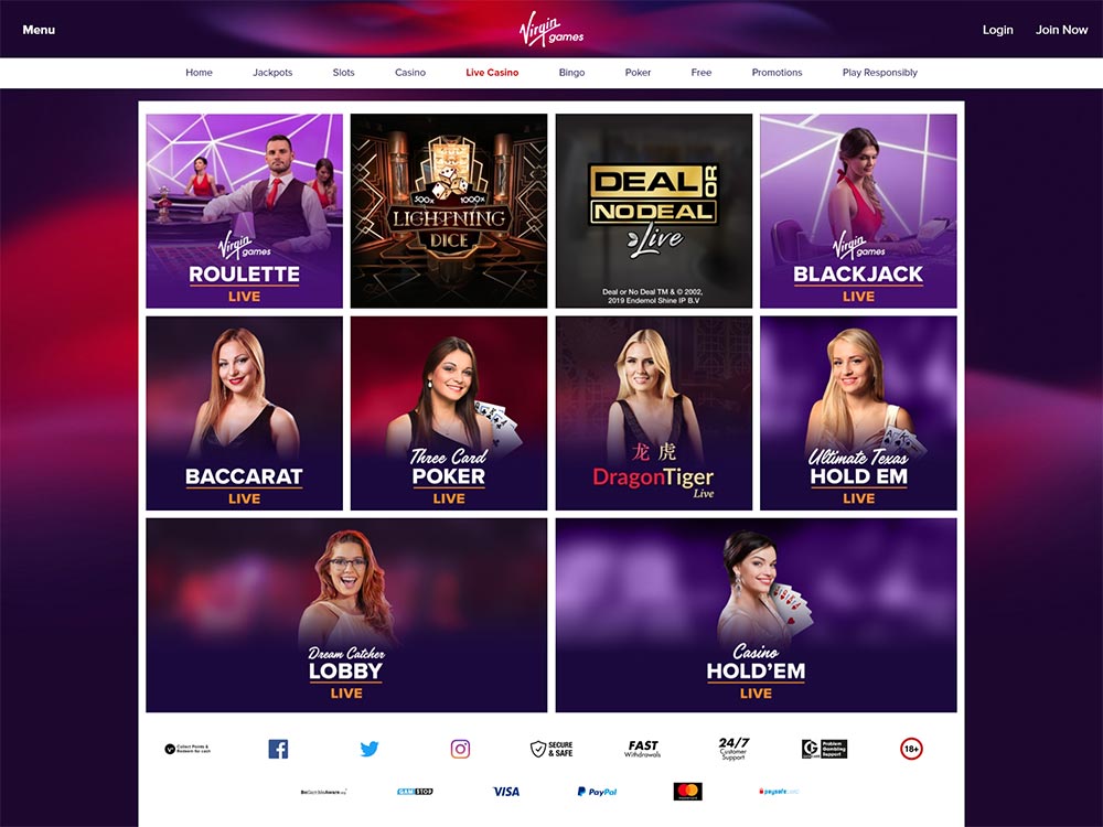 Virgin Games Casino Live Games